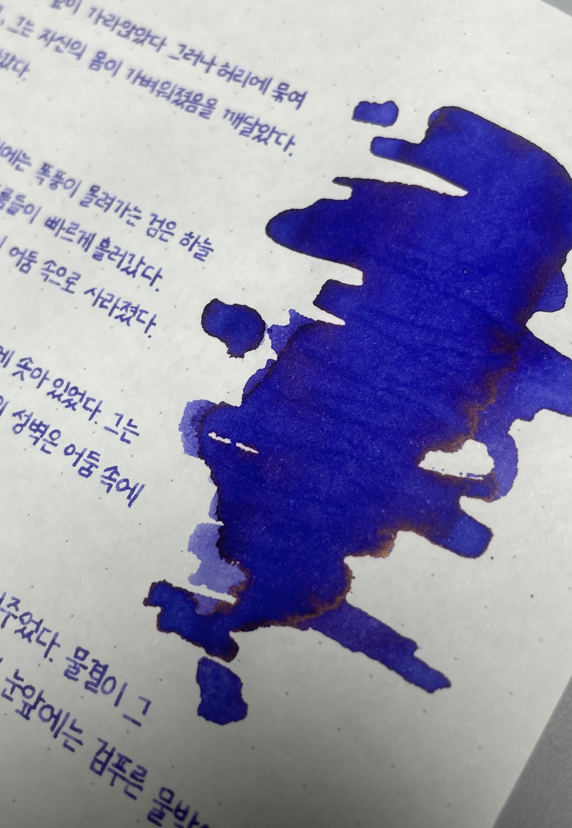 몽블랑 로얄 블루의 넓은 발색 확대